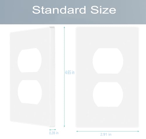 1 Gang Screwless Duplex Wall Plate Cover Single Switch Outlet Electrical Faceplate for Light Switch (4 Pack / Single Duplex-White)