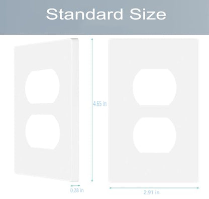 1 Gang Screwless Duplex Wall Plate Cover Single Switch Outlet Electrical Faceplate for Light Switch (10 Pack / Single Duplex-White)