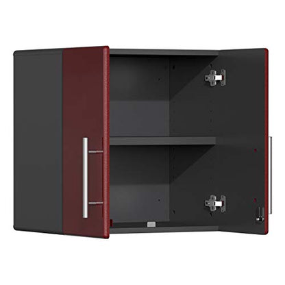 UG23101R 10 Piece Garage Cabinet Kit with Channeled Worktop in Ruby Red Metallic
