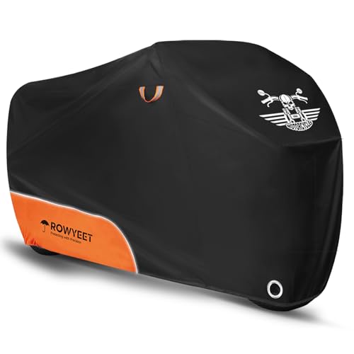 Motorcycle Cover Waterproof Outdoor Storage All Season Protection (210D Orange / 96.5")