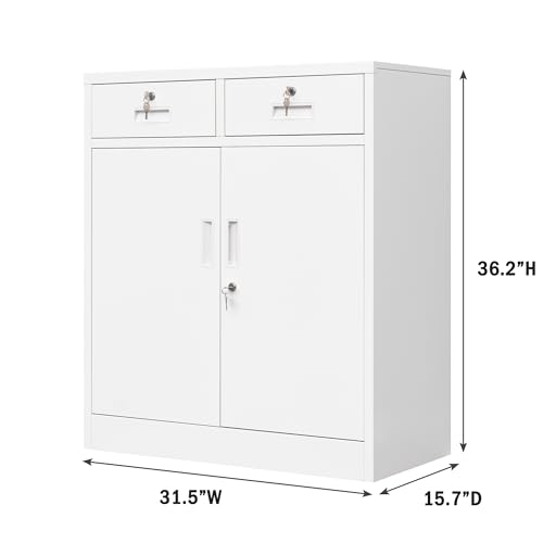 Metal Storage Cabinet (White / 36" H x 32" W x 16" D)