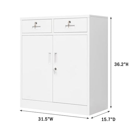 Metal Storage Cabinet (White / 36" H x 32" W x 16" D)