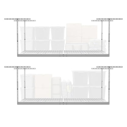 MonsterRax 2 Pack 4x8 Overhead Garage Storage Rack (White / 12"-24" (2-Pack))