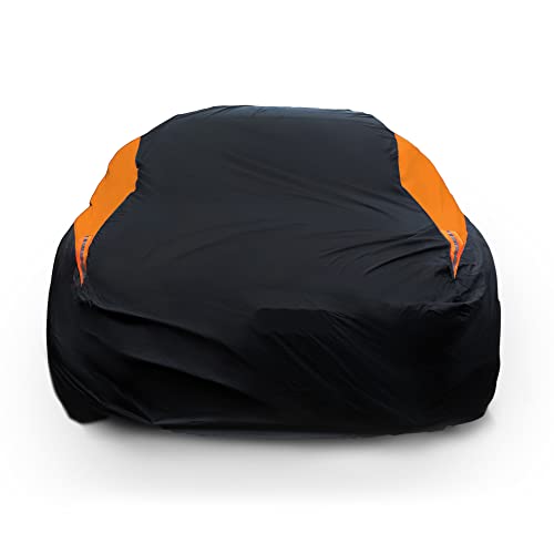 Waterproof Car Cover All Weather Snowproof UV Protection Windproof Outdoor Full car Cover (A1-Fit Sedan Length(154-163 inch） / Orange)