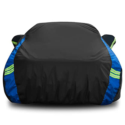 Car Cover Waterproof All Weather for Automobiles Sedan 194" (Black-Blue / Fit Sedan Length 194-208 inch)