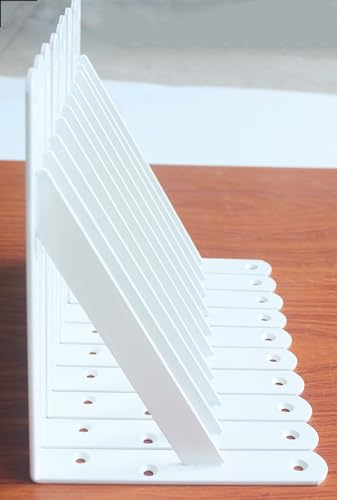 20 Pack L8 x H 6" White Heavy Duty Shelf Brackets with Screws Metal Shelf Brackets Shelf Support Angle Brackets for Shelves L Brackets Heavy Duty Floating Shelf (20 Pack-White / 8''x6'')