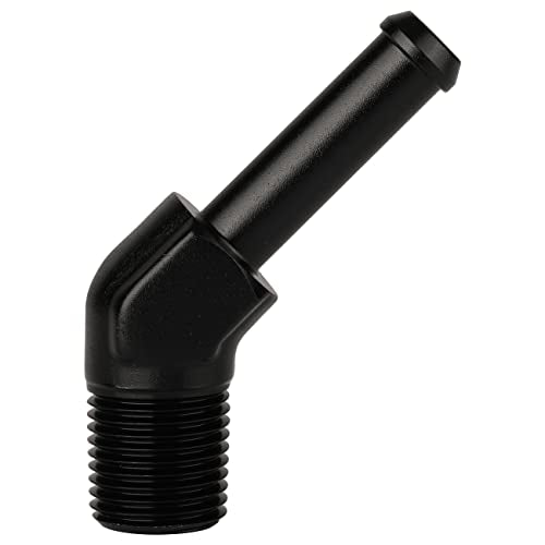 1 8 NPT Male to 1 (1/8 NPT to 1/4 Barb / Black - 45 Degree)