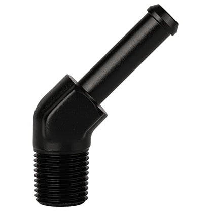 1 8 NPT Male to 1 (1/8 NPT to 1/4 Barb / Black - 45 Degree)