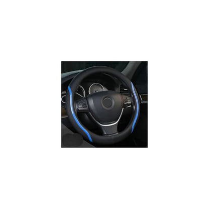 Steering Wheel Cover Blue and Black Leather Universal 14.5 (Medium / Blue)