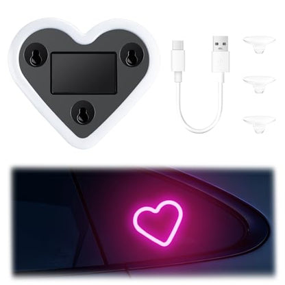 Heart Shaped Solar Powered Car LED Interior Ambient Light (Pink / 1PCS)