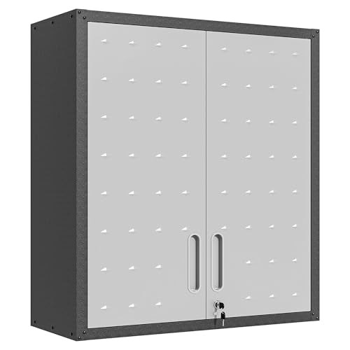 Wall Mounted Metal Storage Cabinet (Black & Gray / H30.31" - 2 Doors)