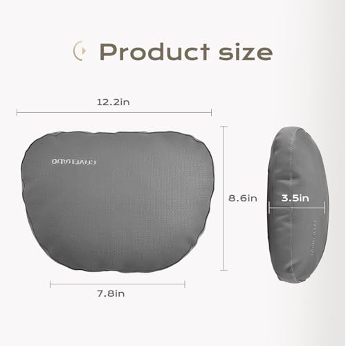Leather Car Headrest Pillow Car Neck Pillow with Adjustable Strap (Gray / 1 Piece)