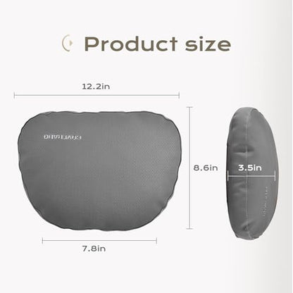 Leather Car Headrest Pillow Car Neck Pillow with Adjustable Strap (Gray / 1 Piece)