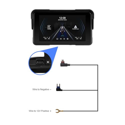 5 Inch Motorcycle CarPlay Screen Wireless Android Auto for Moto with GPS Navigation for Motorbike Bluetooth Voice Control Portable Moto Car Play Screen (5-Inch)