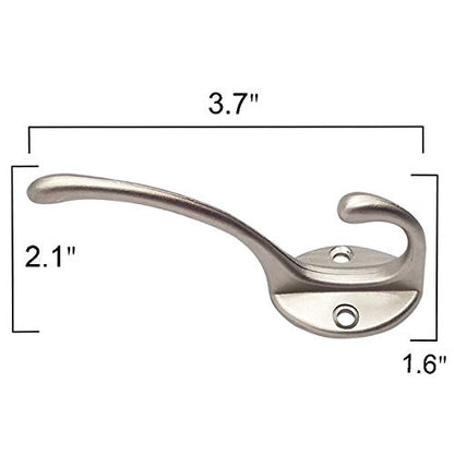 10 Pack Silvery Double Coat Hooks Utility Hooks for Coat (Silvery)
