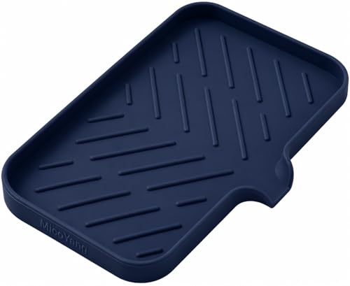Silicone Soap Dish with Drain Spout (Navy Blue / M(9.6"×5.3"))