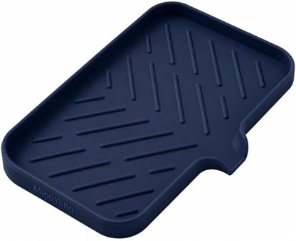 Silicone Soap Dish with Drain Spout (Navy Blue / M(9.6"×5.3"))