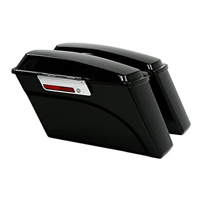 Motorcycle Hard Saddlebags with Chrome Conversion Brackets Fit For Harley Softail Deluxe Heritage Softail 1984 (Vivid Black W/ Chrome Latches)