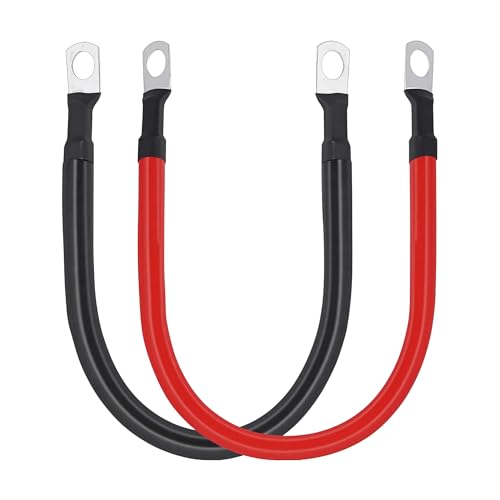 2 AWG Battery Cable 2AWG Gauge Pure Copper Battery Inverter Cables with 3 (1FT / 3/8")