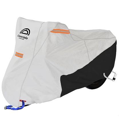 Motorcycle Cover Waterproof (Silver-Black / XL 93"x36"x49")