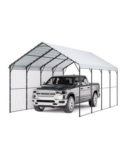 Heavy Duty Metal Carport (White / 12x20ft)