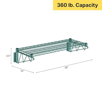 14" x 36" Green Epoxy Wire Wall Mount Shelf (Green / 14" x 36")