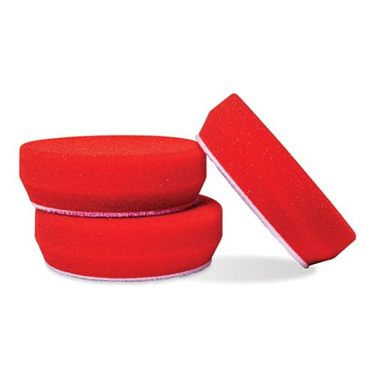 3” Red Foam Waxing Pads for Car Detailing (3" Pads (Set of 3))