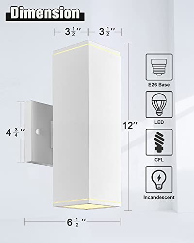 Modern Outdoor Wall Light (White 2PK)