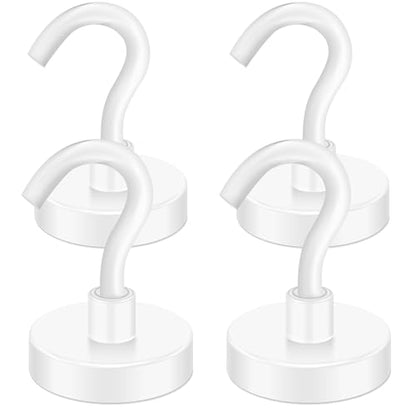 Magnetic Hooks 50LB+ Heavy Duty Magnet Hook for Cruise Cabins (White / 4Pack-40LB)