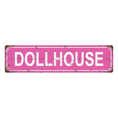 DOLLHOUSE SPACE Metal Tin Street Sign Bar Cafe Garage Cave Home Room Wall Bathroom Farmhouse Garden Porch Patio Decor (DOLLHOUSE)