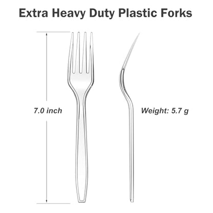 360 Count Extra Heavy Duty Clear Plastic Forks Disposable (Clear)