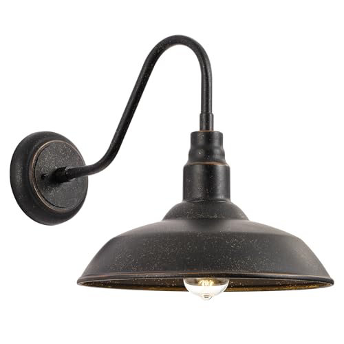 14in Outdoor Gooseneck Barn Light for Farmhouse (Bronze / 14" Dome)