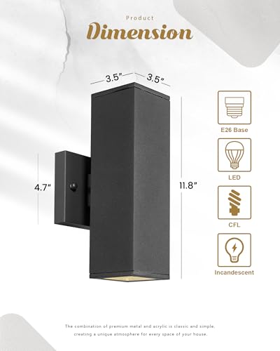 Modern Outdoor Wall Light (Black 2PK)