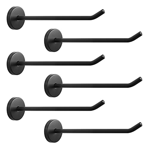 Coat Hooks Wall Mount Hooks for Hanging Hat Hurse Robe (Matte Black / 6 Inch (Wall))
