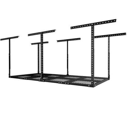 3 x 8FT Overhead Garage Storage Rack (Black / 3x8 FT Without Sidebar)