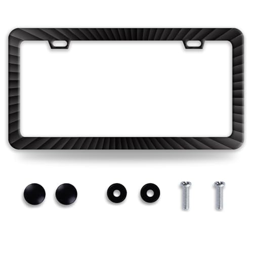 Black Geometric Shapes Stainless Steel License Plate Frame for US Cars (Black Geometric Shapes)