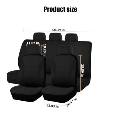 Polyester Full Car Seat Cover Set with Sponge Padding (Black)