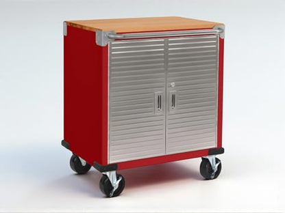 Heavy Duty Rolling Storage Cabinet with Wheels and Drawers (2 Door (28" W x 18” D x 34.5" H) / Red)