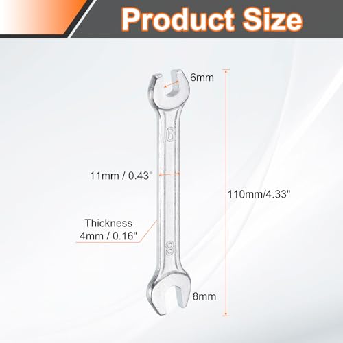 Double Open End Wrench 6mm x 8mm Metric 15 Degree Offset Angle Small Flat Head Wrench Galvanizing Open Ended Spanner for Automotive Repair Furniture Assembly (6mm x 8mm)