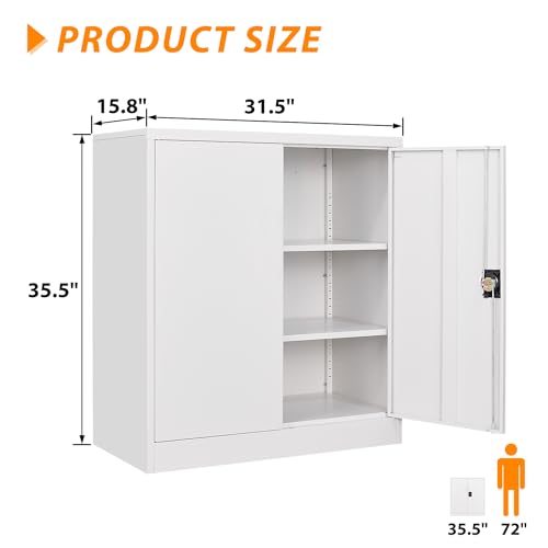 Metal Storage Cabinet (35.5"H / White)