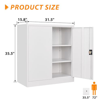 Metal Storage Cabinet (35.5"H / White)