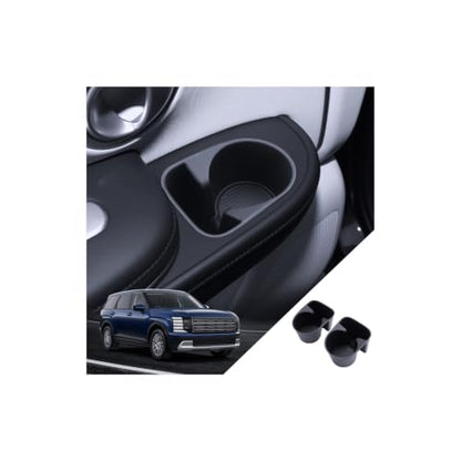 for Palisade Center Console Cup Holder 2026 Hyundai Palisade & 2026 Palisade Hybrid All Trims Accessories 2nd Row Cup Holder Coaster Liner (for Palisade 2026-Black)