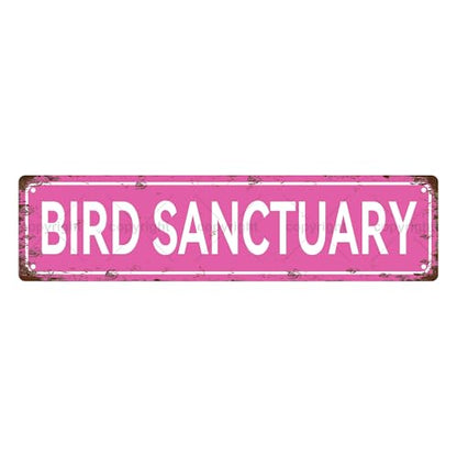 BIRD SANCTUARY SPACE Metal Tin Street Sign Bar Cafe Garage Cave Home Room Wall Bathroom Farmhouse Garden Porch Patio Decor (BIRD SANCTUARY)