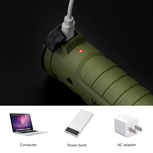 4 Pack Rechargeable LED Work Lights with Magnetic Base and 360° Rotation (Green / 4 Pack)