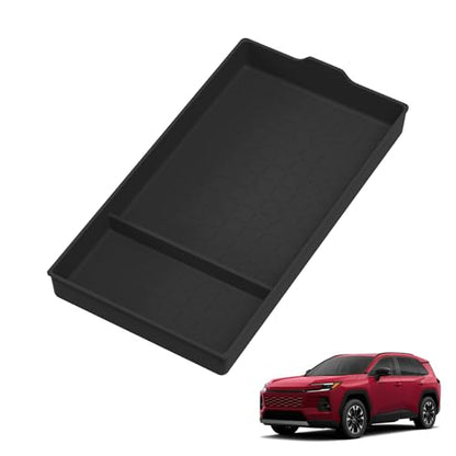Center Console Bottom Organizer for Toyota RAV4 2026 Central Control Armrest Lower Storage Box Insert Tray Silicone Interior Auto Accessories Black (26RAV4 Low A-Tray)