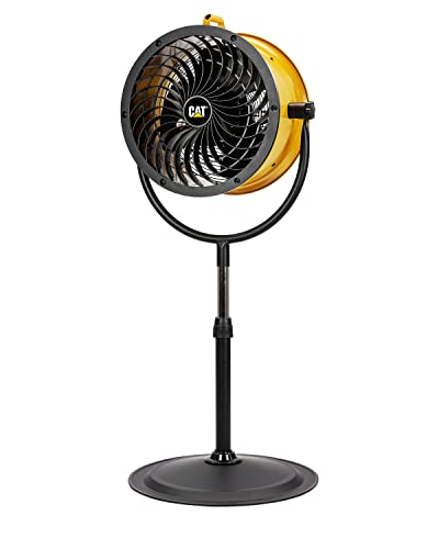 fans - 14”-Blade High-Velocity Pedestal Drum Fan Industrial Grade (Yellow, 4-in-1): 2,300 CFM, 4-Speed, 360 Degree Adjustable Tilt, Dual Ball Bearing Motor with Die-Cast Cover (HVPD-14AC) (Yellow / Pedestal)