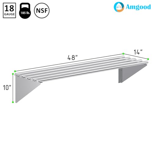 14 in. x 48 in. NSF Stainless Steel Tubular Wall Shelf (14 in. x 48 in.)