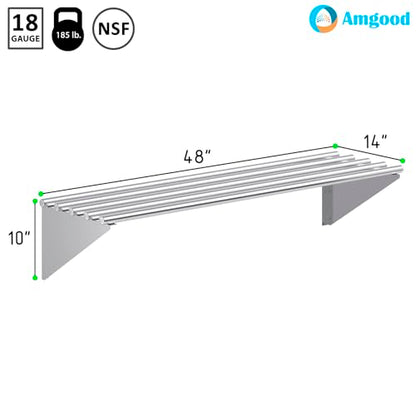 14 in. x 48 in. NSF Stainless Steel Tubular Wall Shelf (14 in. x 48 in.)