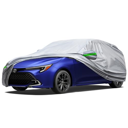 6 Layer Full Car Cover is All (Green reflective strip / 18/ H-S For Hatchbacks (Up to 173))