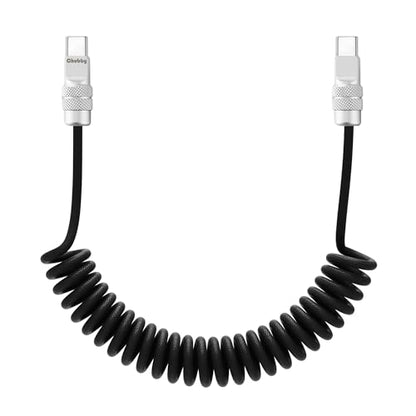 USB C to C 240W Braided Coiled Charging Cable (Black / Type C-Type C)